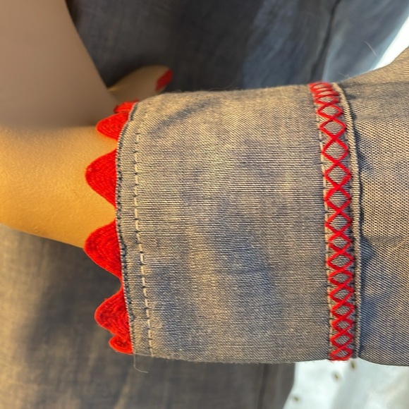 Vintage handmade (accents) cotton jean button-up shirt - Picture 3 of 4